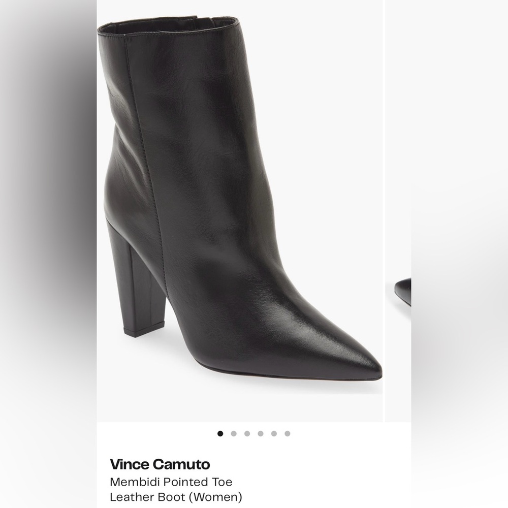 Vince Camuto - black leather pointed toe heeled boot